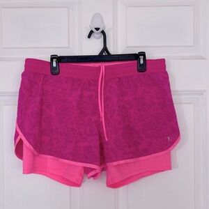 Danskin Now Athletic Stretchy Layered Running Shorts Pink Size Large (12-14)